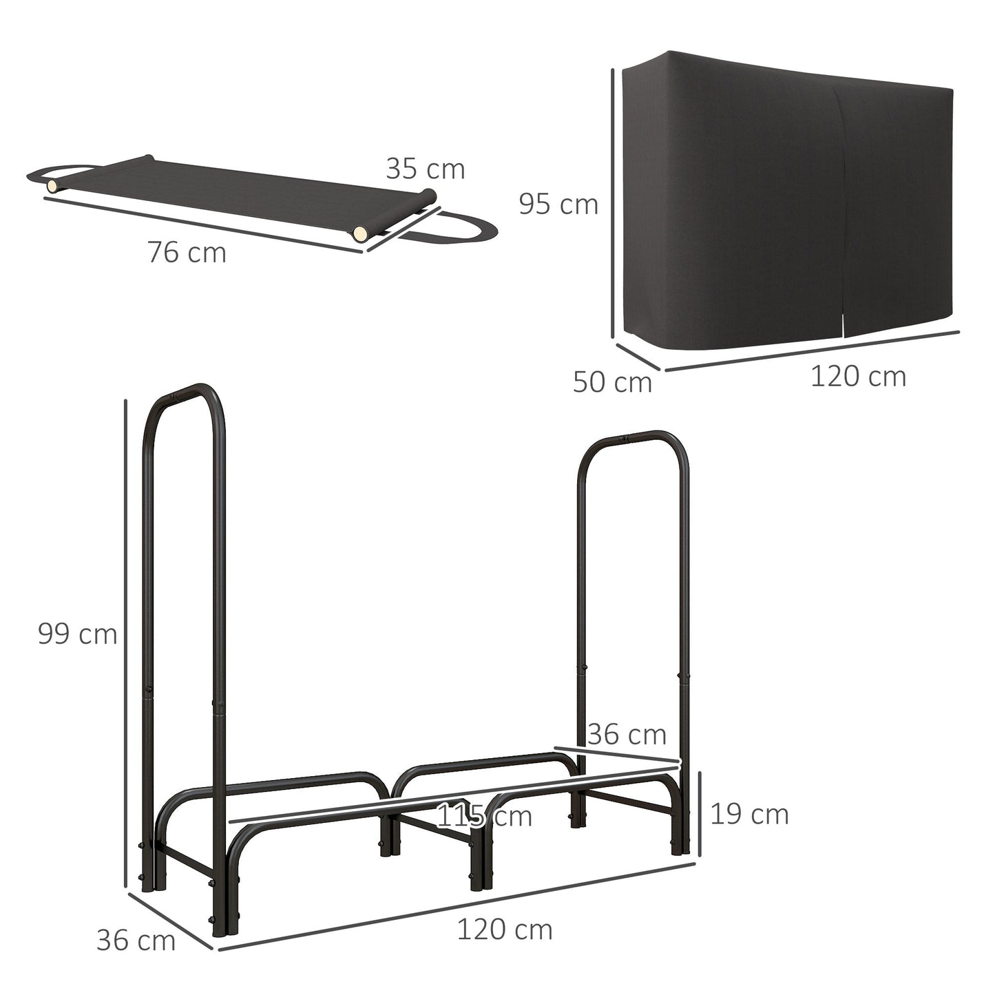 The Emberstack Companion – 4FT Log Rack with Canvas Carrier - The Timeless Trading Co.