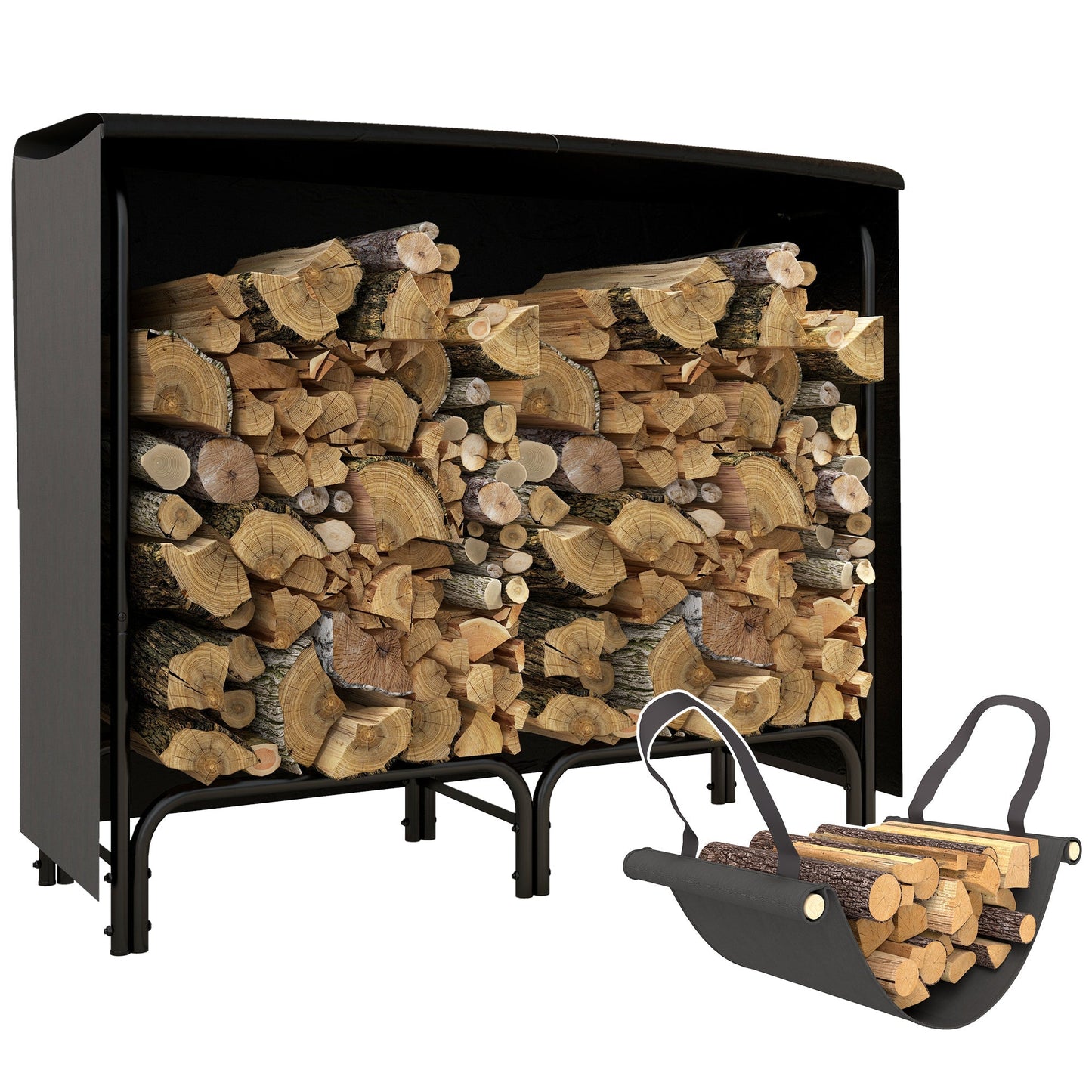 The Emberstack Companion – 4FT Log Rack with Canvas Carrier - The Timeless Trading Co.