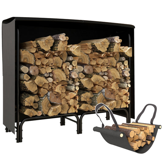 The Emberstack Companion – 4FT Log Rack with Canvas Carrier - The Timeless Trading Co.