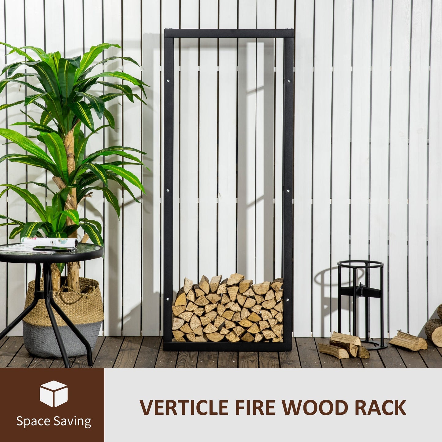The Forager’s Tall Log Keeper – Black Metal Firewood Rack - The Timeless Trading Co.