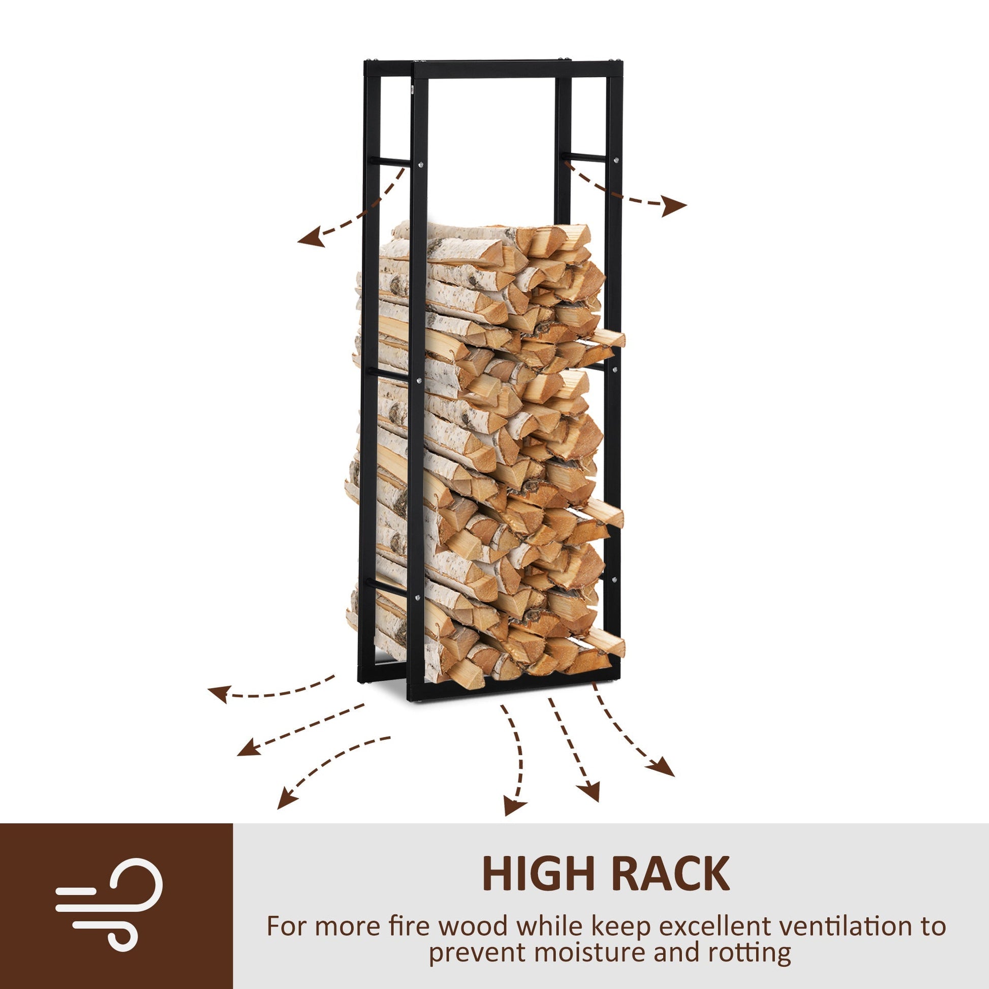 The Forager’s Tall Log Keeper – Black Metal Firewood Rack - The Timeless Trading Co.
