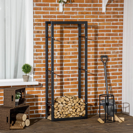 The Forager’s Tall Log Keeper – Black Metal Firewood Rack - The Timeless Trading Co.