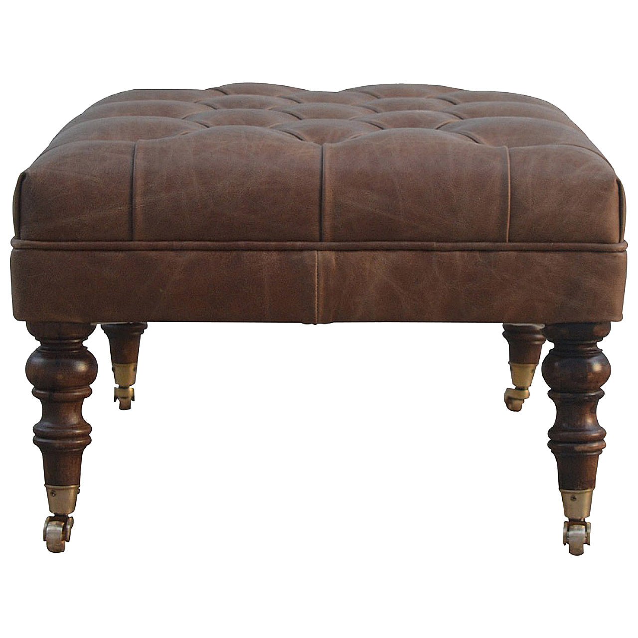 The Godolphin Ottoman – Buffalo Hide & Castor - Leg Window Seat - The Timeless Trading Co.