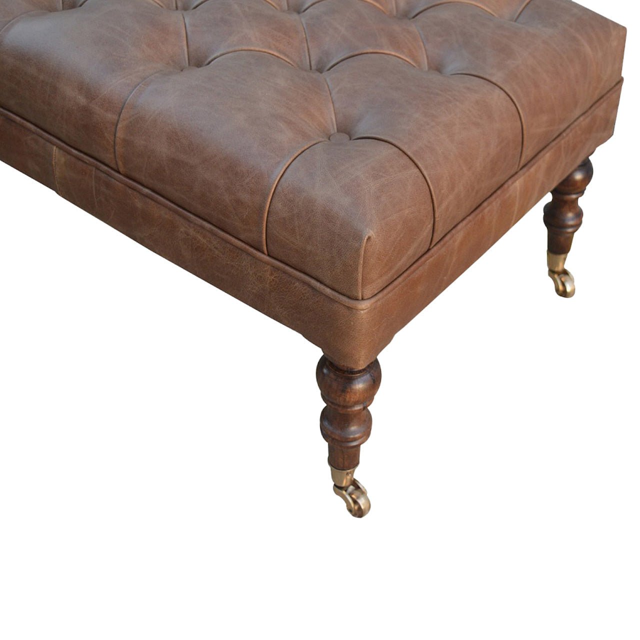The Godolphin Ottoman – Buffalo Hide & Castor - Leg Window Seat - The Timeless Trading Co.