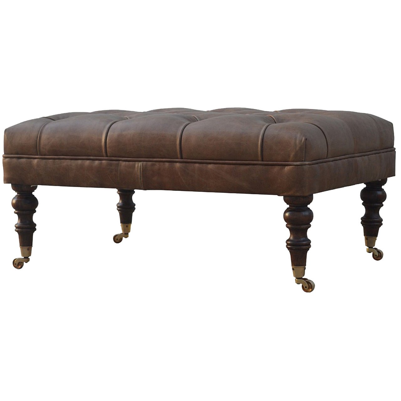 The Godolphin Ottoman – Buffalo Hide & Castor - Leg Window Seat - The Timeless Trading Co.