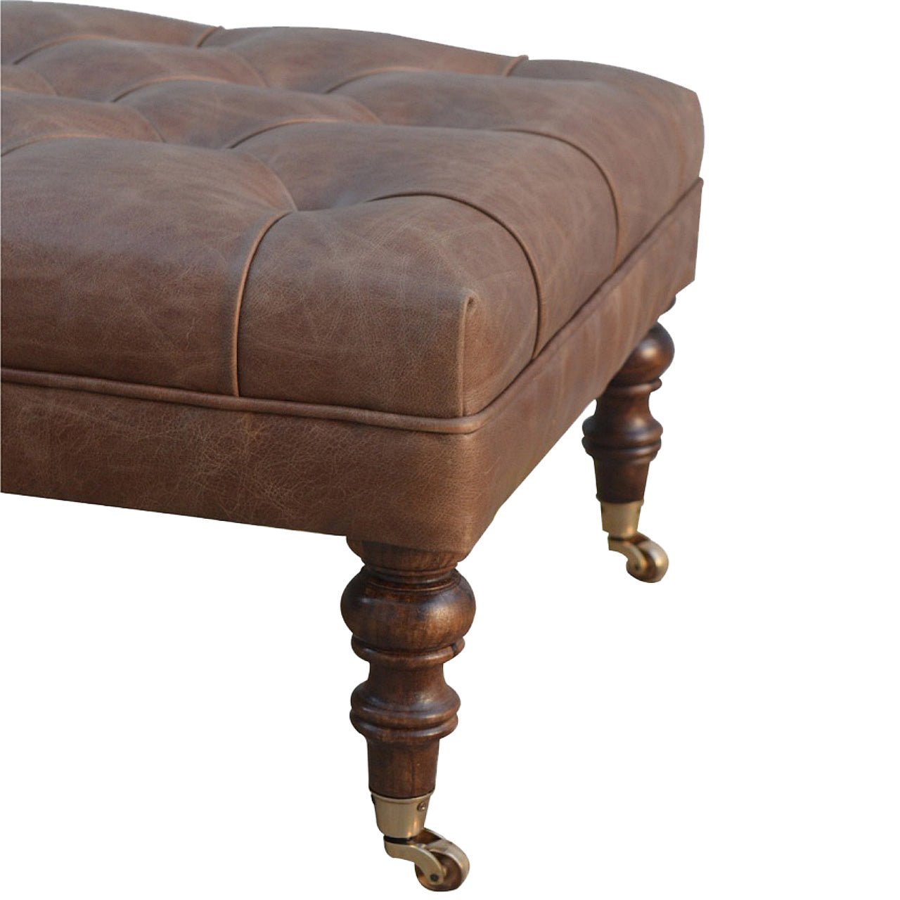 The Godolphin Ottoman – Buffalo Hide & Castor - Leg Window Seat - The Timeless Trading Co.