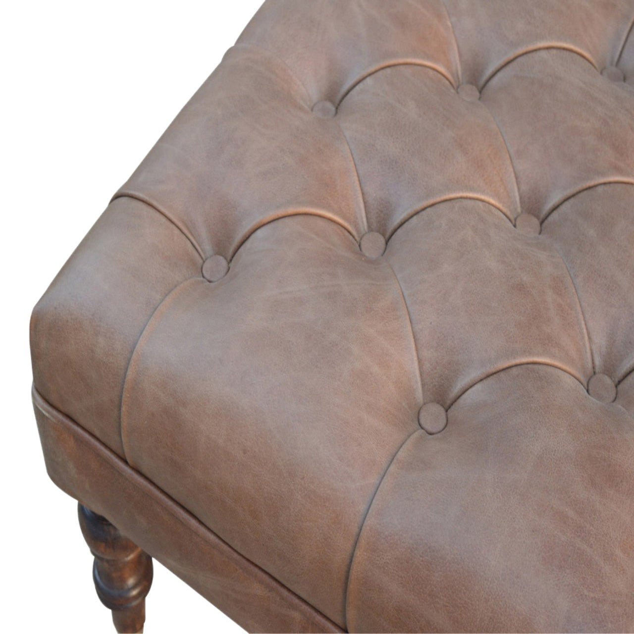 The Godolphin Ottoman – Buffalo Hide & Castor - Leg Window Seat - The Timeless Trading Co.