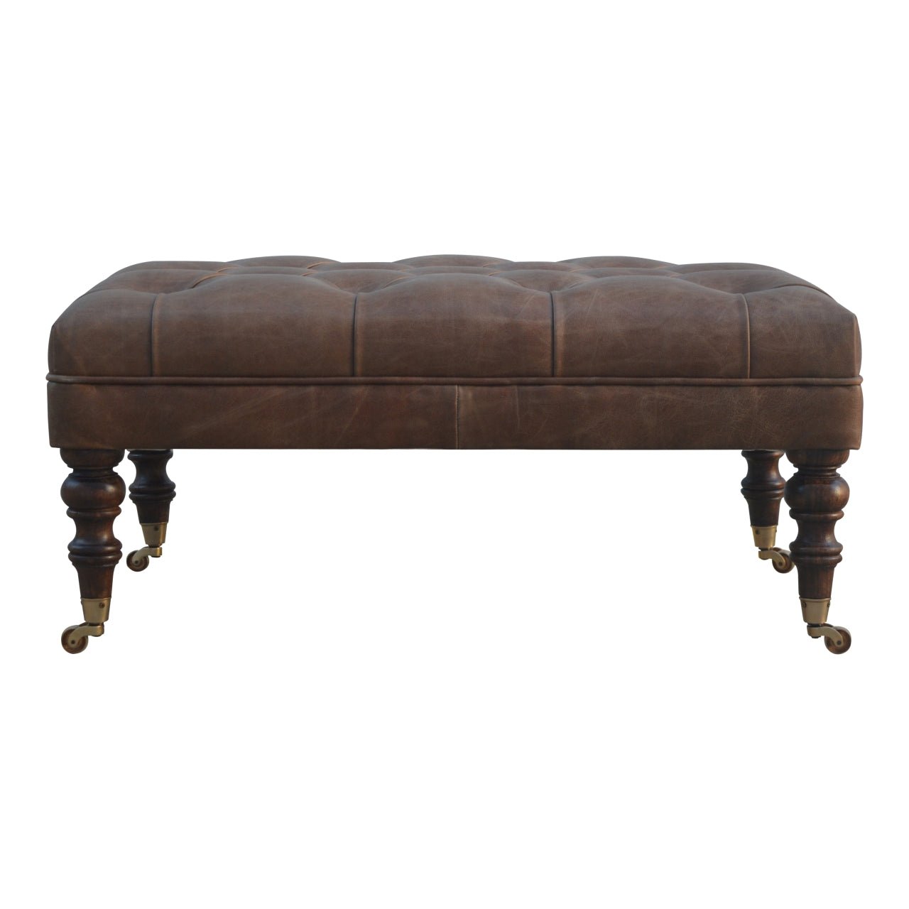 The Godolphin Ottoman – Buffalo Hide & Castor - Leg Window Seat - The Timeless Trading Co.