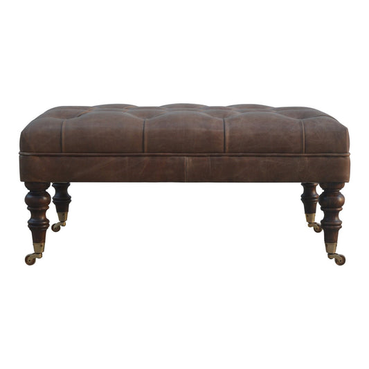 The Godolphin Ottoman – Buffalo Hide & Castor - Leg Window Seat - The Timeless Trading Co.