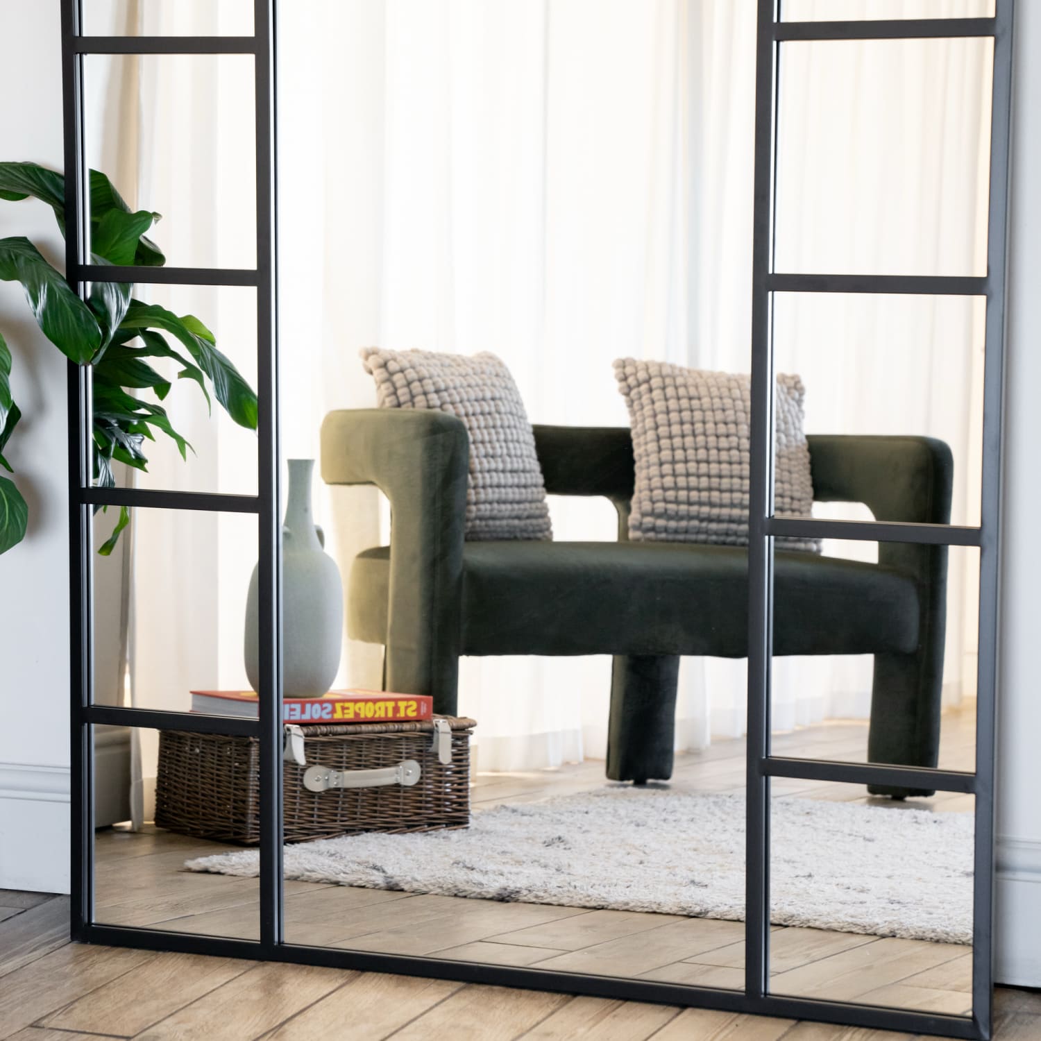 The Hermitage Arch — Black Lattice Window Mirror 180cm x 90cm - The Timeless Trading Co.