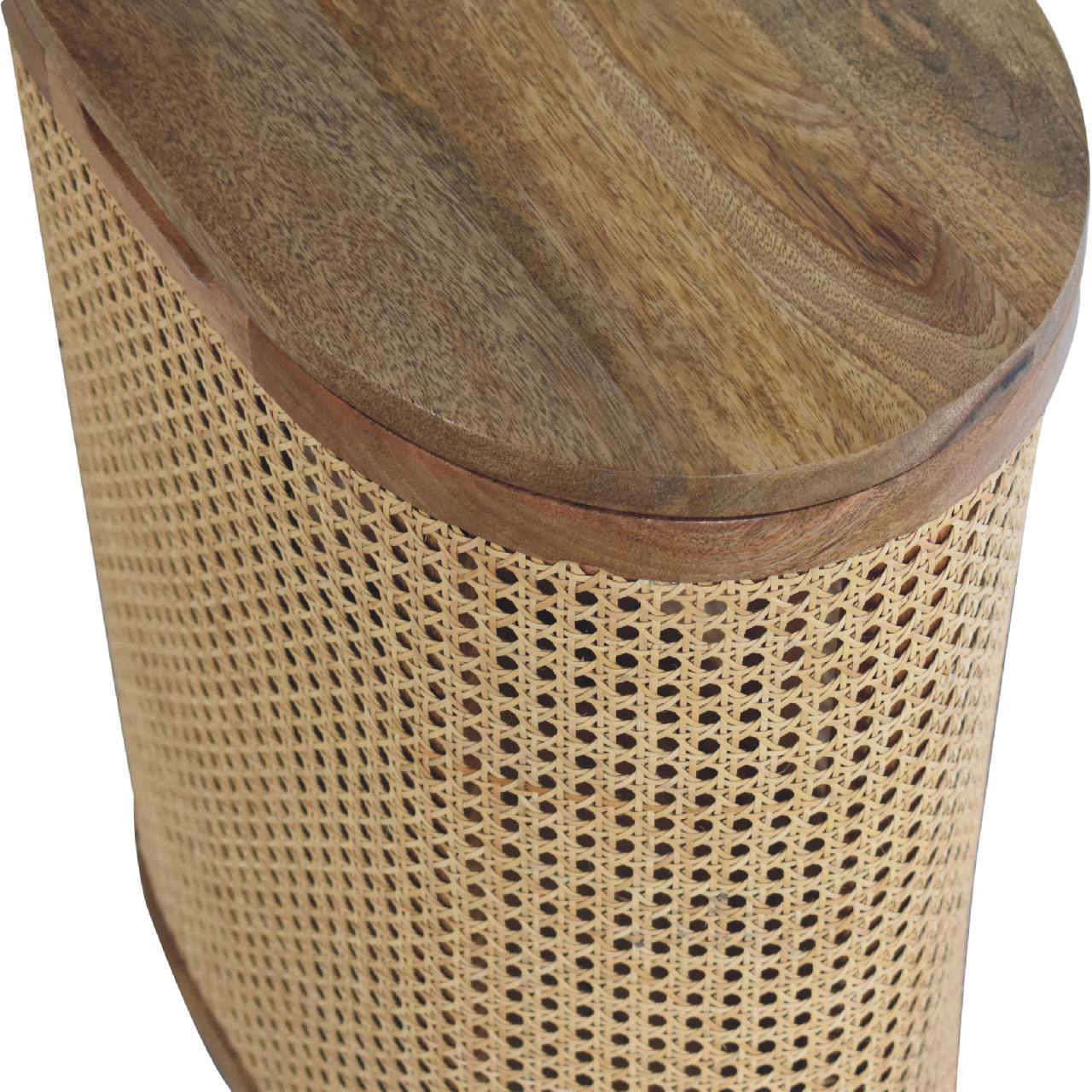 The Loxley Settle – Rattan Lid - Up Stool for Quiet Utility & Charm - The Timeless Trading Co.