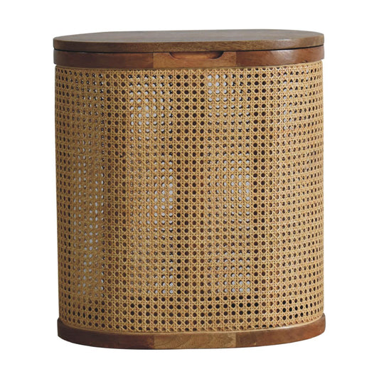 The Loxley Settle – Rattan Lid - Up Stool for Quiet Utility & Charm - The Timeless Trading Co.