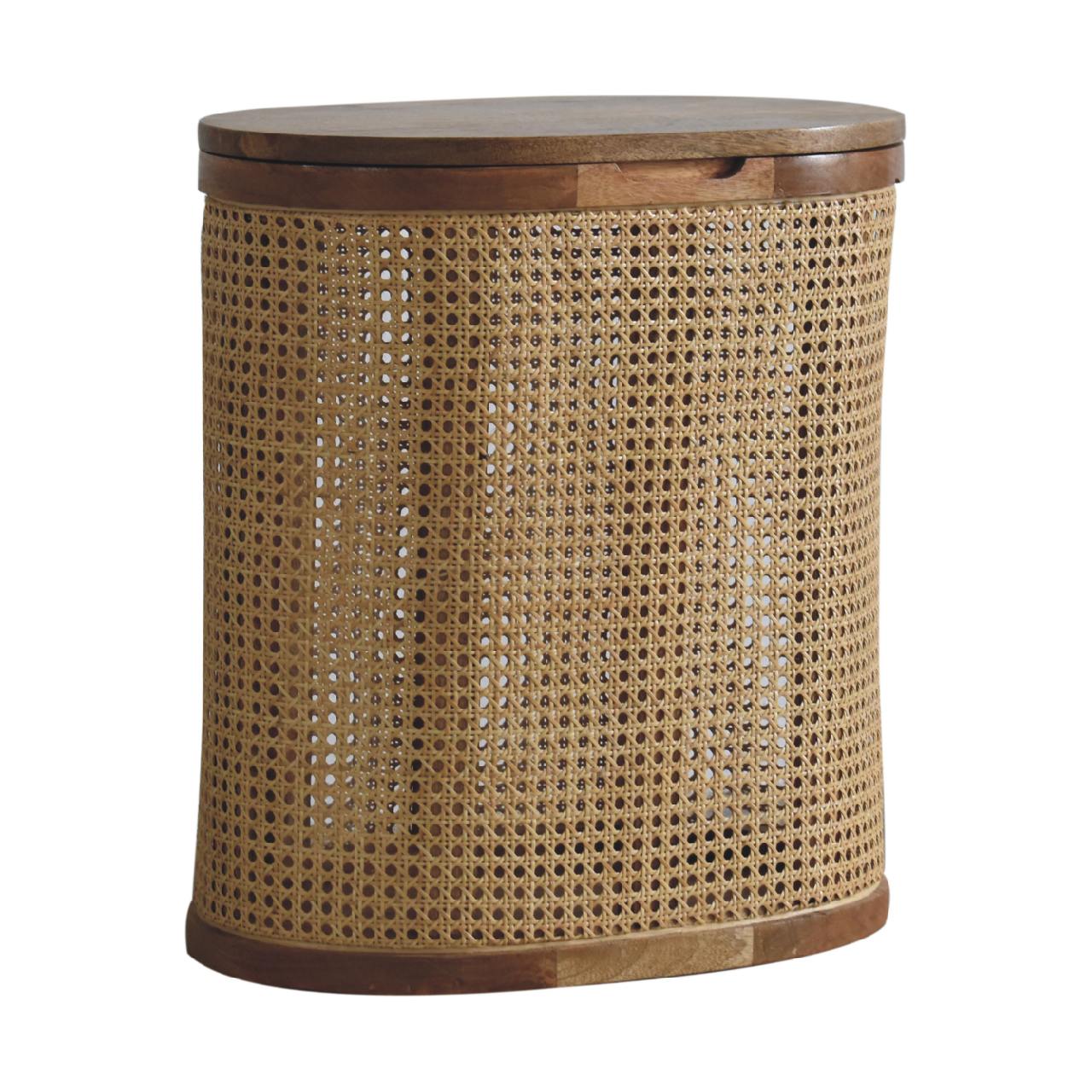 The Loxley Settle – Rattan Lid - Up Stool for Quiet Utility & Charm - The Timeless Trading Co.