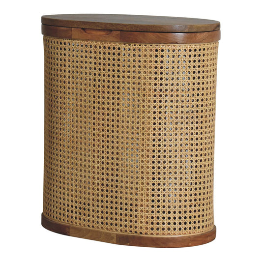 The Loxley Settle – Rattan Lid - Up Stool for Quiet Utility & Charm - The Timeless Trading Co.