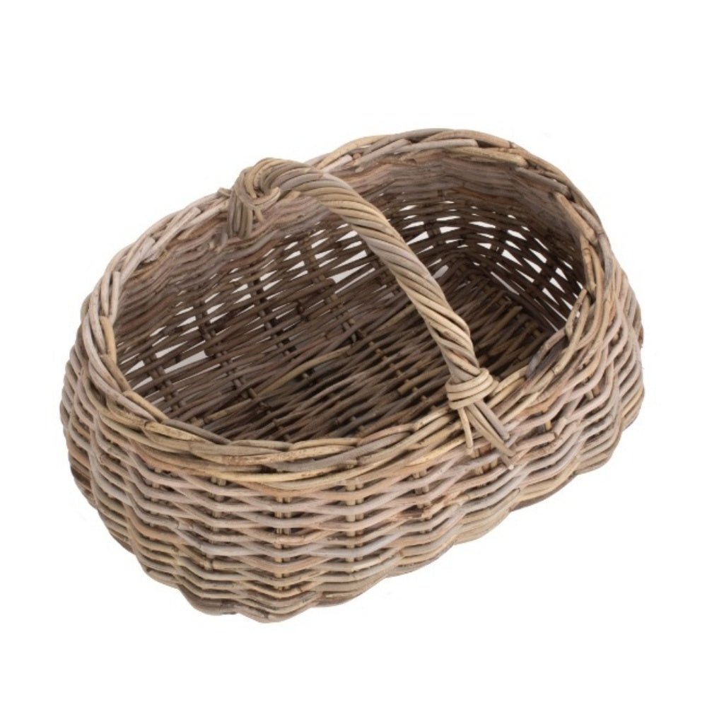 The Marketstead Grey Rattan Log Basket – Fireside Storage from Town to Hearth - The Timeless Trading Co.