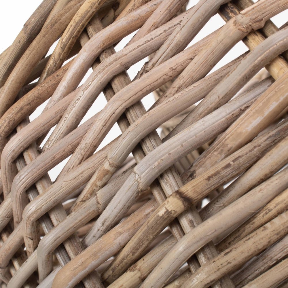 The Marketstead Grey Rattan Log Basket – Fireside Storage from Town to Hearth - The Timeless Trading Co.