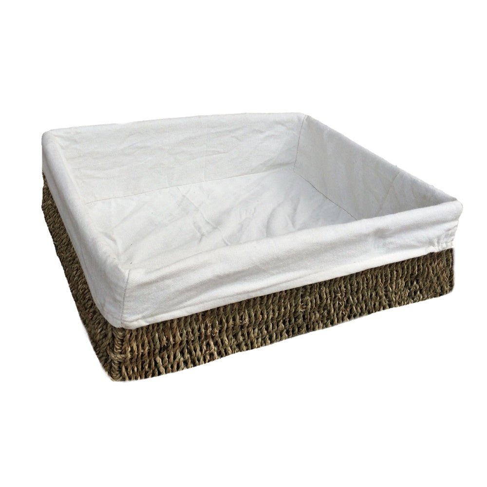 The Mersea Tray – Lined Rectangular Seagrass Storage Basket - The Timeless Trading Co.