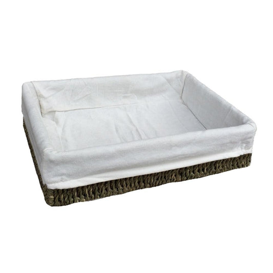 The Mersea Tray – Lined Rectangular Seagrass Storage Basket - The Timeless Trading Co.