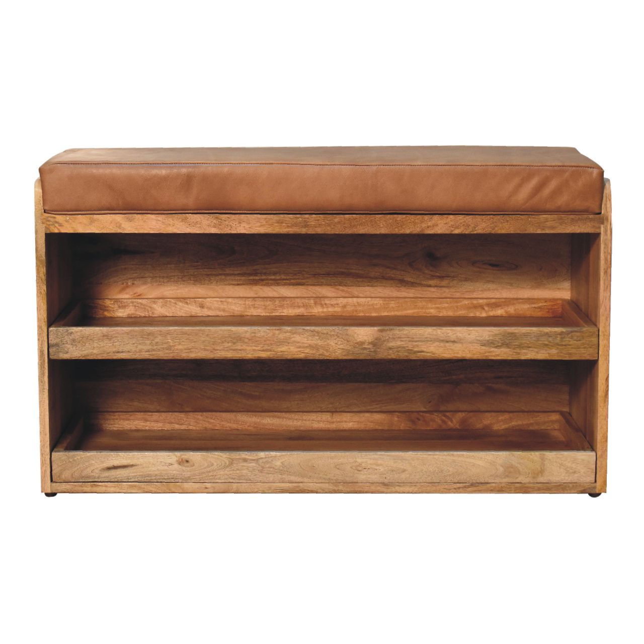The Stanhope Ramble – Buffalo Hide Shoe Bench with Oak - ish Drawers - The Timeless Trading Co.