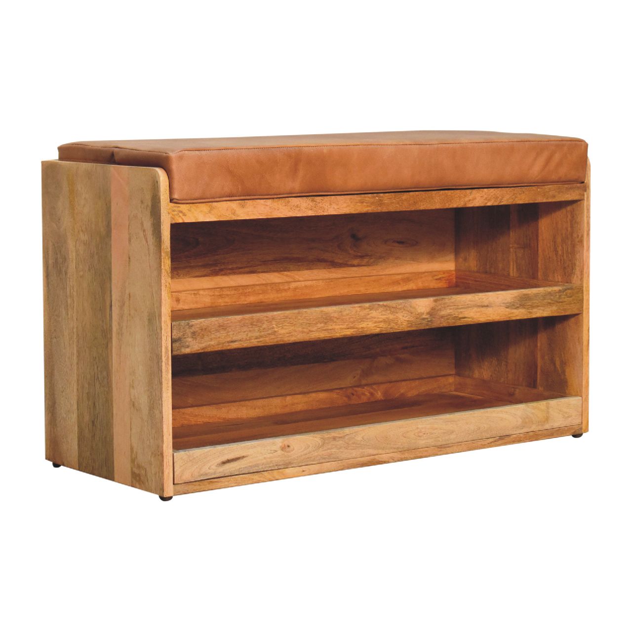 The Stanhope Ramble – Buffalo Hide Shoe Bench with Oak - ish Drawers - The Timeless Trading Co.