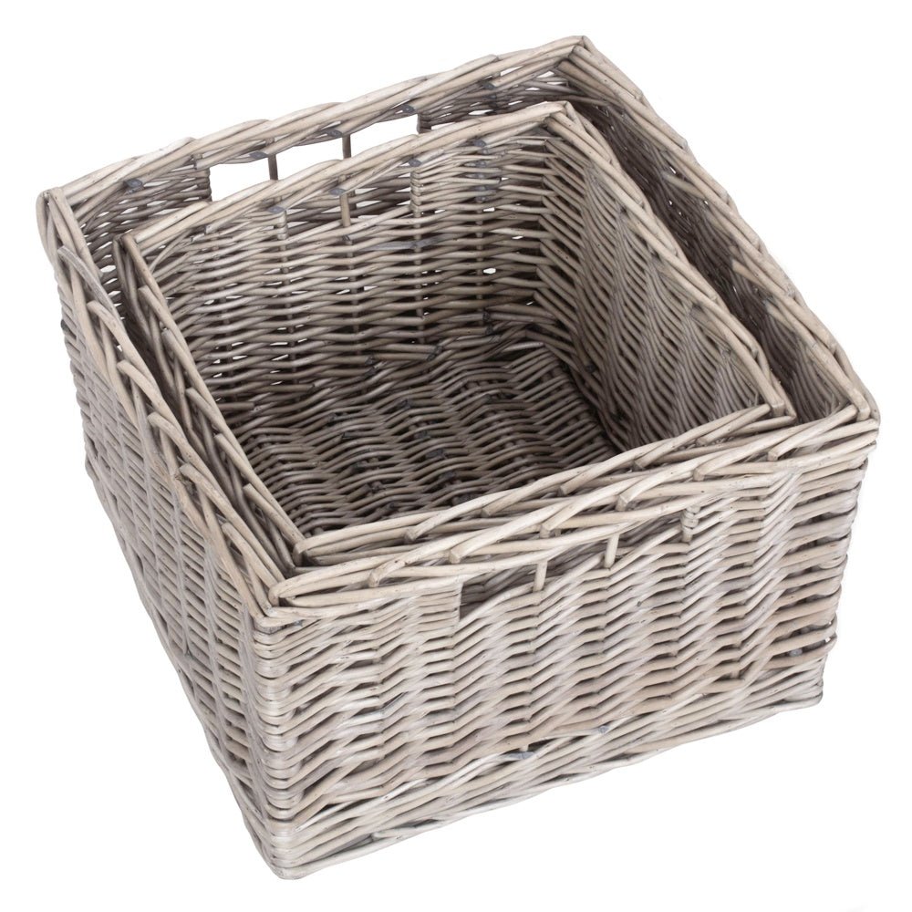 The Wickham Square Keeper – Antique Wash Willow Storage Basket - The Timeless Trading Co.