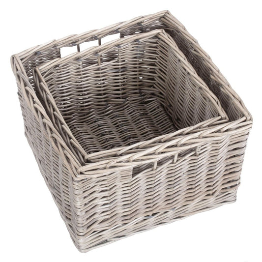 The Wickham Square Keeper – Antique Wash Willow Storage Basket - The Timeless Trading Co.