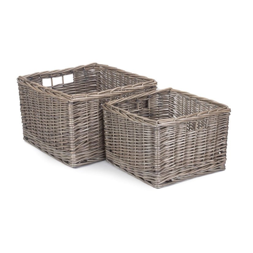 The Wickham Square Keeper – Antique Wash Willow Storage Basket - The Timeless Trading Co.