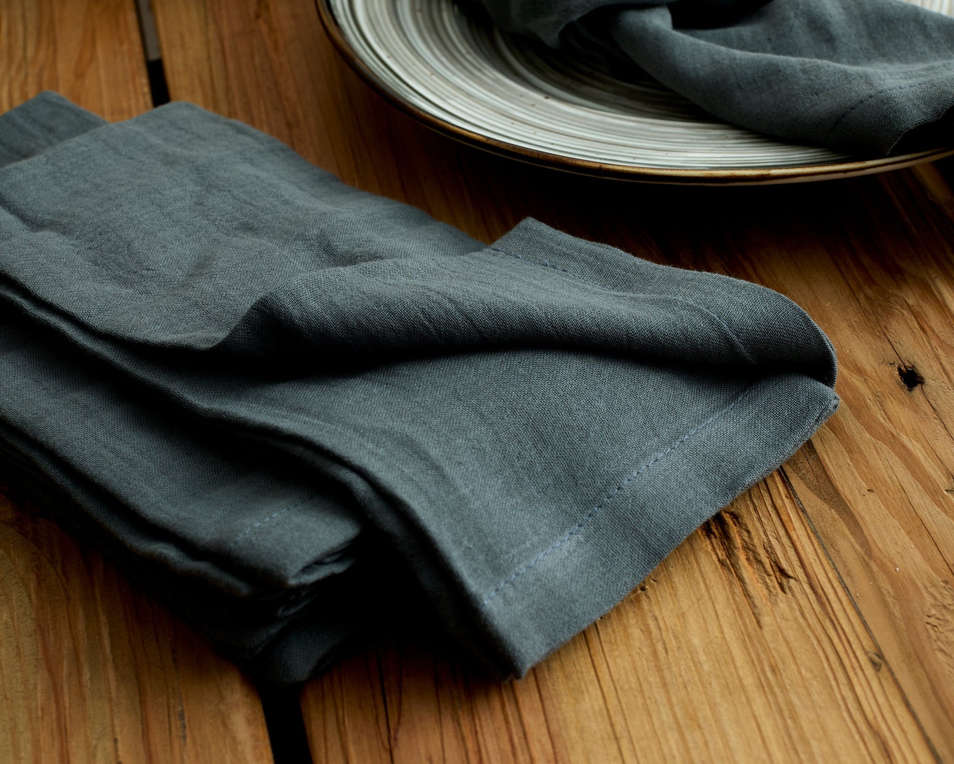 Wendell Blue Muslin Napkin Set – Soft Table Layers - The Timeless Trading Co.