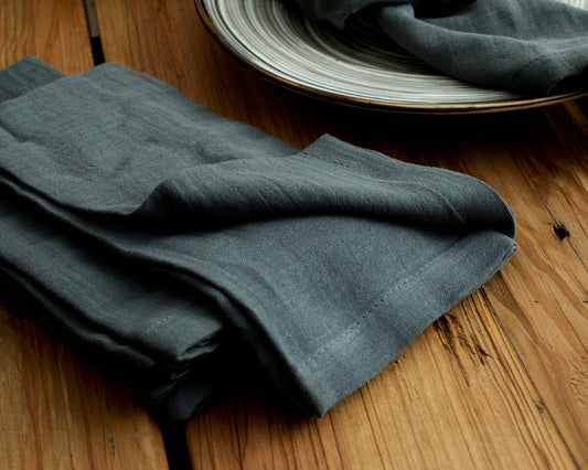 Wendell Blue Muslin Napkin Set – Soft Table Layers - The Timeless Trading Co.