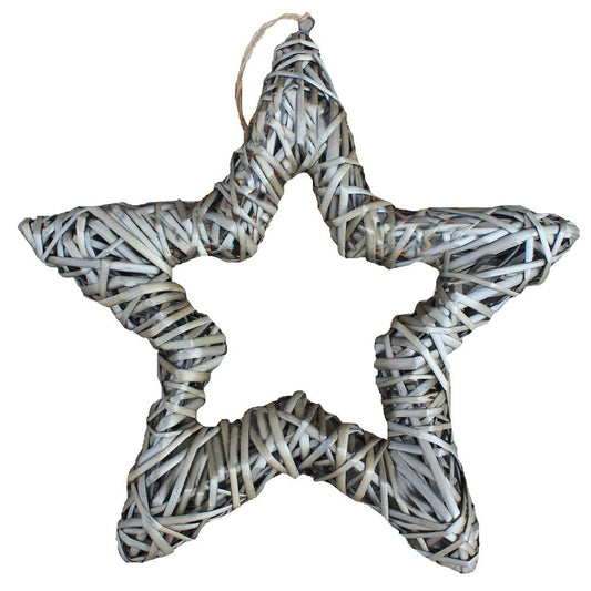 Whimsical Wicker Star – Antique Wash Festive Hanging Decoration - The Timeless Trading Co.