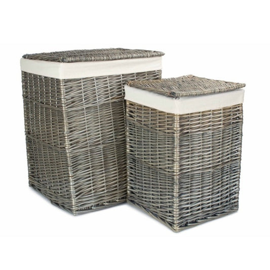 Wickham Keeper square laundry basket in antique wash finish with removable white cotton lining – handwoven storage with heritage-inspired charm