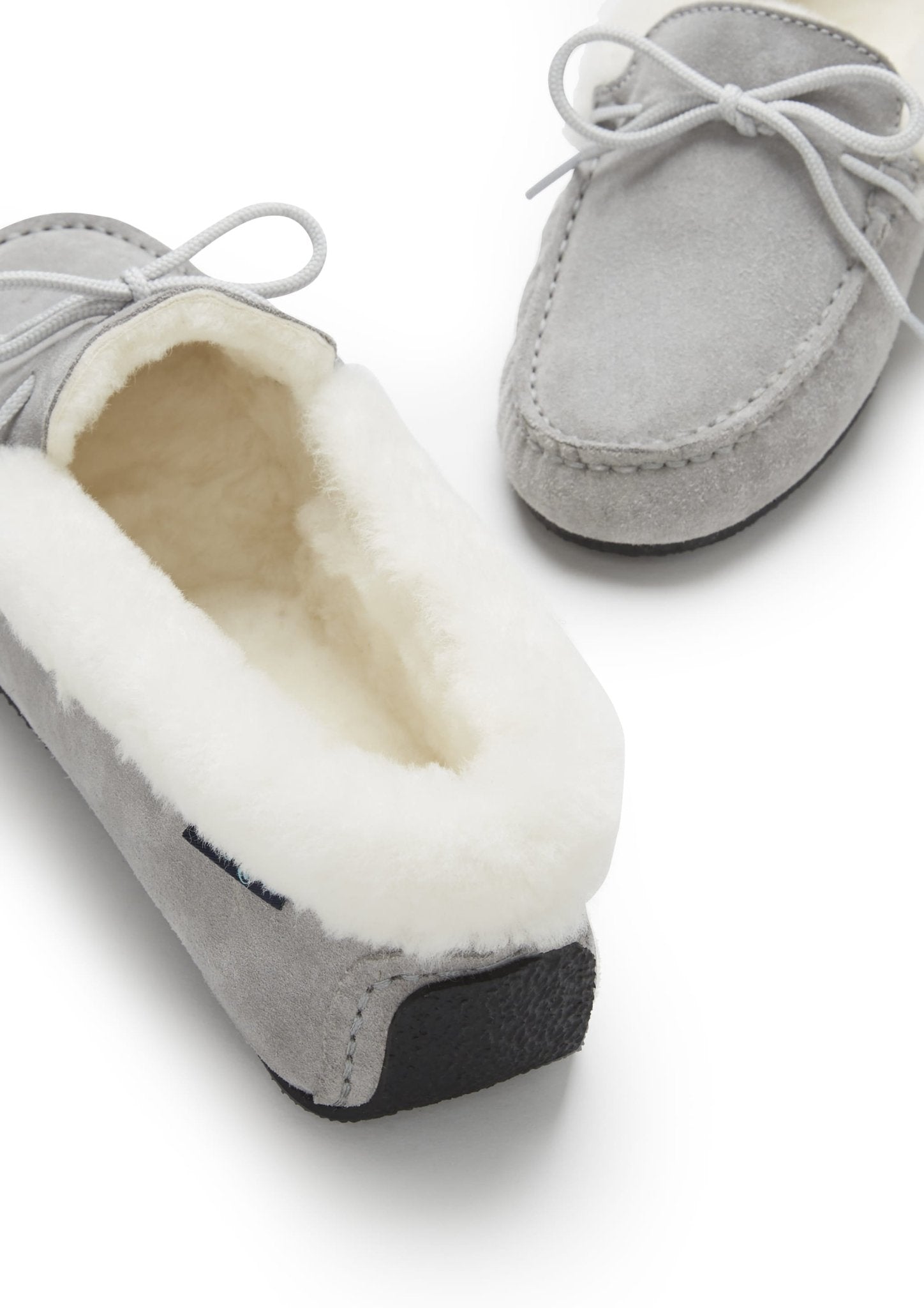 Women's slippers, sheepskin, dove grey suede - The Timeless Trading Co.