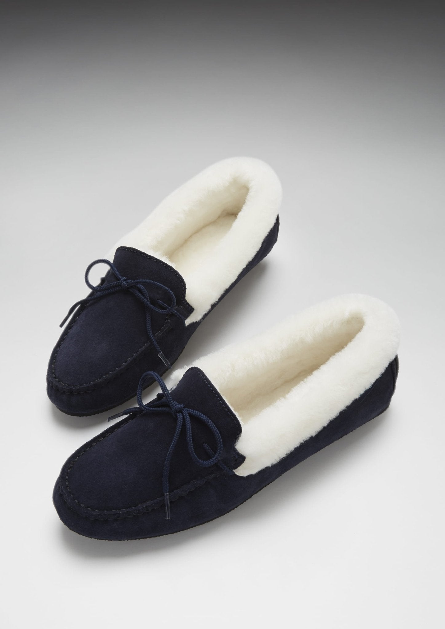 Women's slippers, sheepskin, navy blue suede - The Timeless Trading Co.