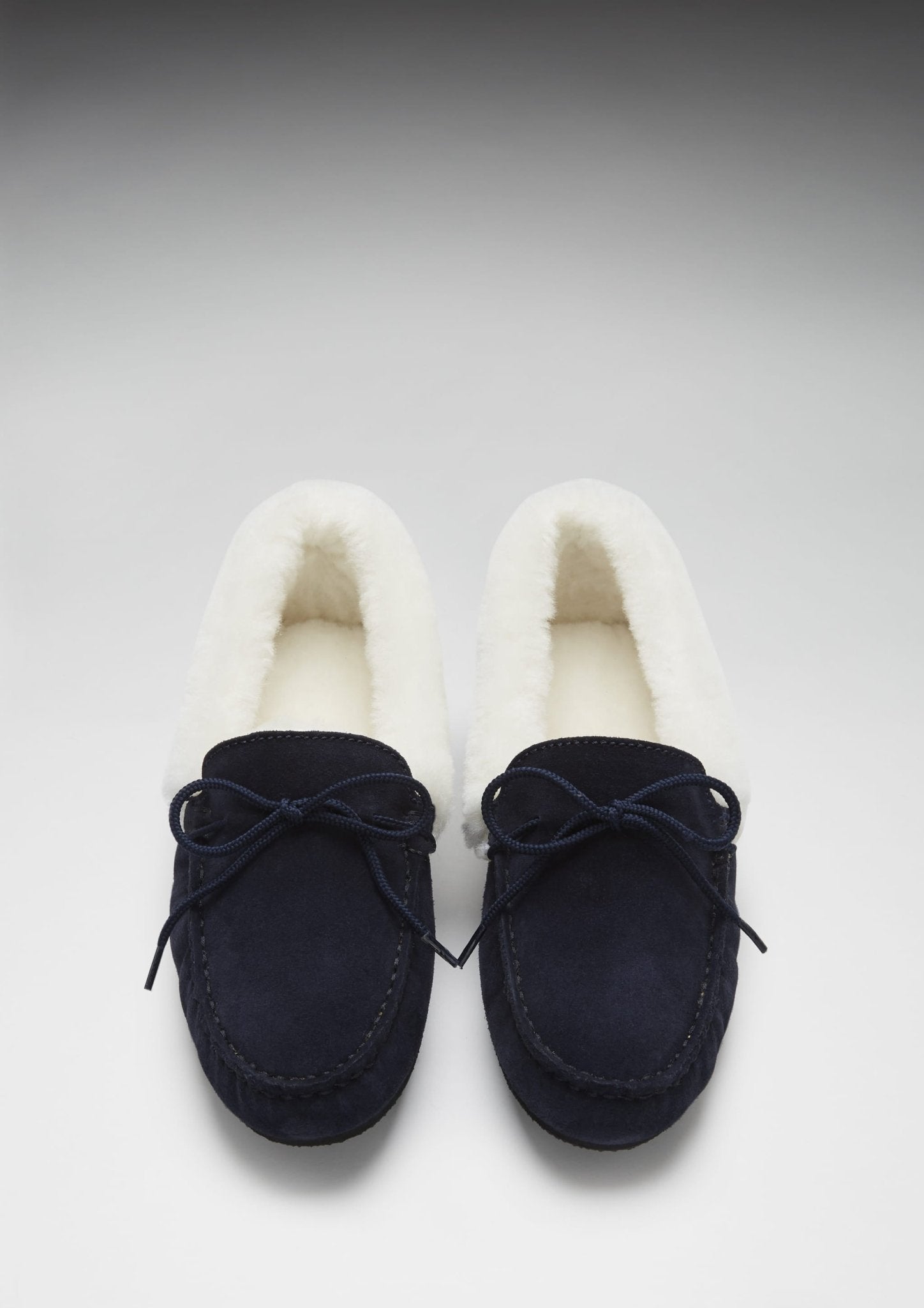 Women's slippers, sheepskin, navy blue suede - The Timeless Trading Co.