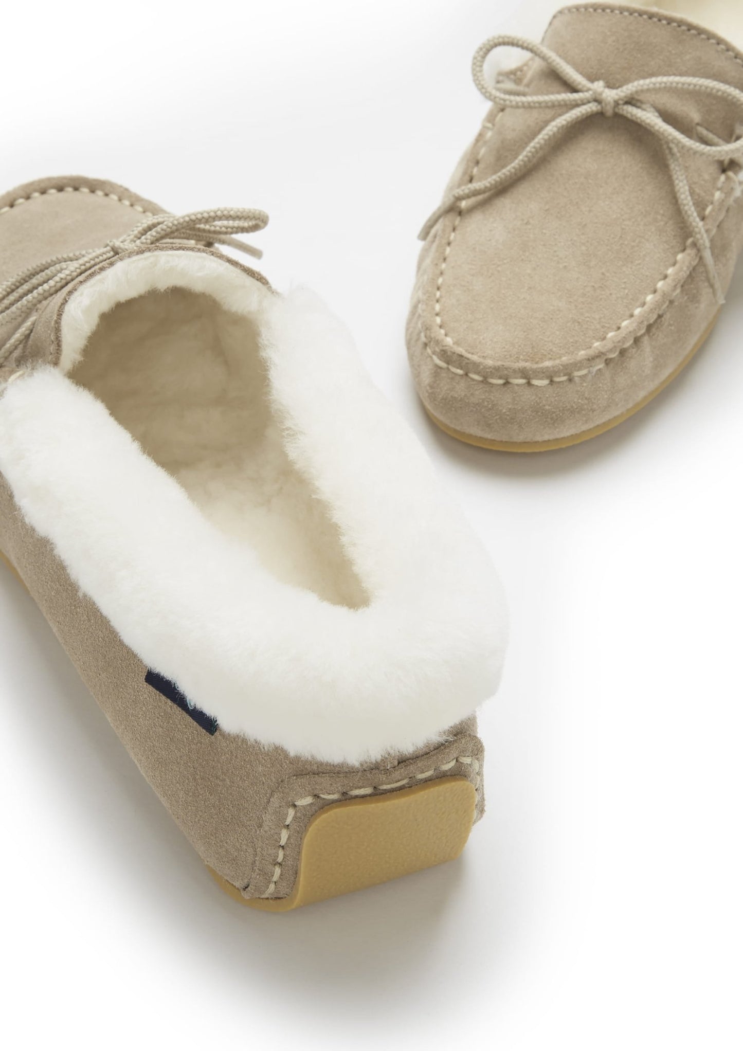 Women's slippers, sheepskin, taupe suede - The Timeless Trading Co.