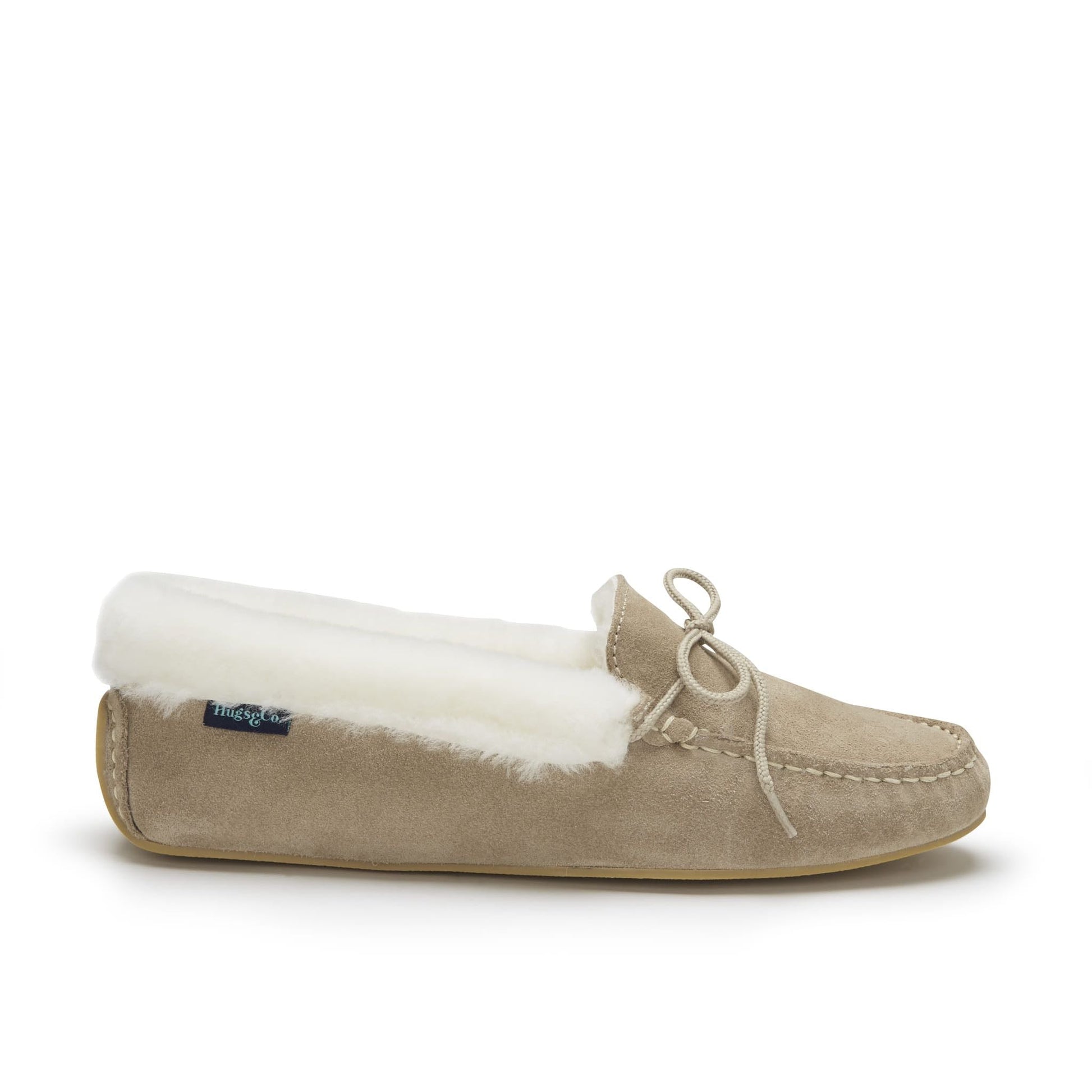 Women's slippers, sheepskin, taupe suede - The Timeless Trading Co.