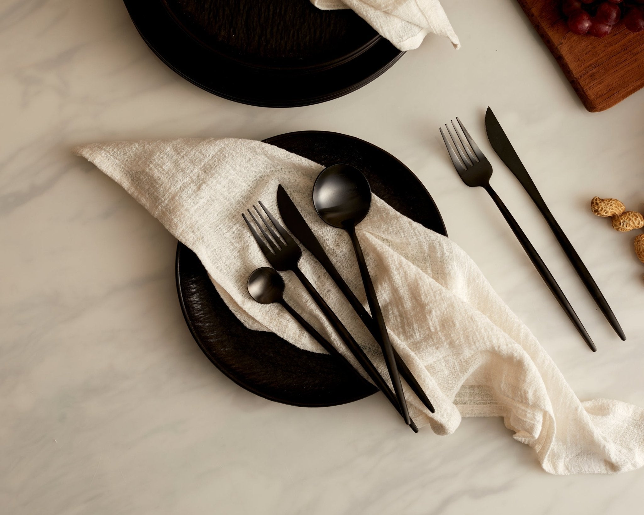 Alverley white cotton napkin set soft table layers styled on table set
