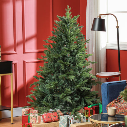5ft artificial Christmas tree with bushy bare styling in rich green, surrounded by wrapped gifts. Styled as a festive centrepiece with rustic seasonal charm.