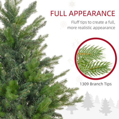 Close-up of 5ft artificial Christmas tree branch showing rich green PE/PVC needles with bushy bare styling. Textured foliage evokes rustic festive charm.