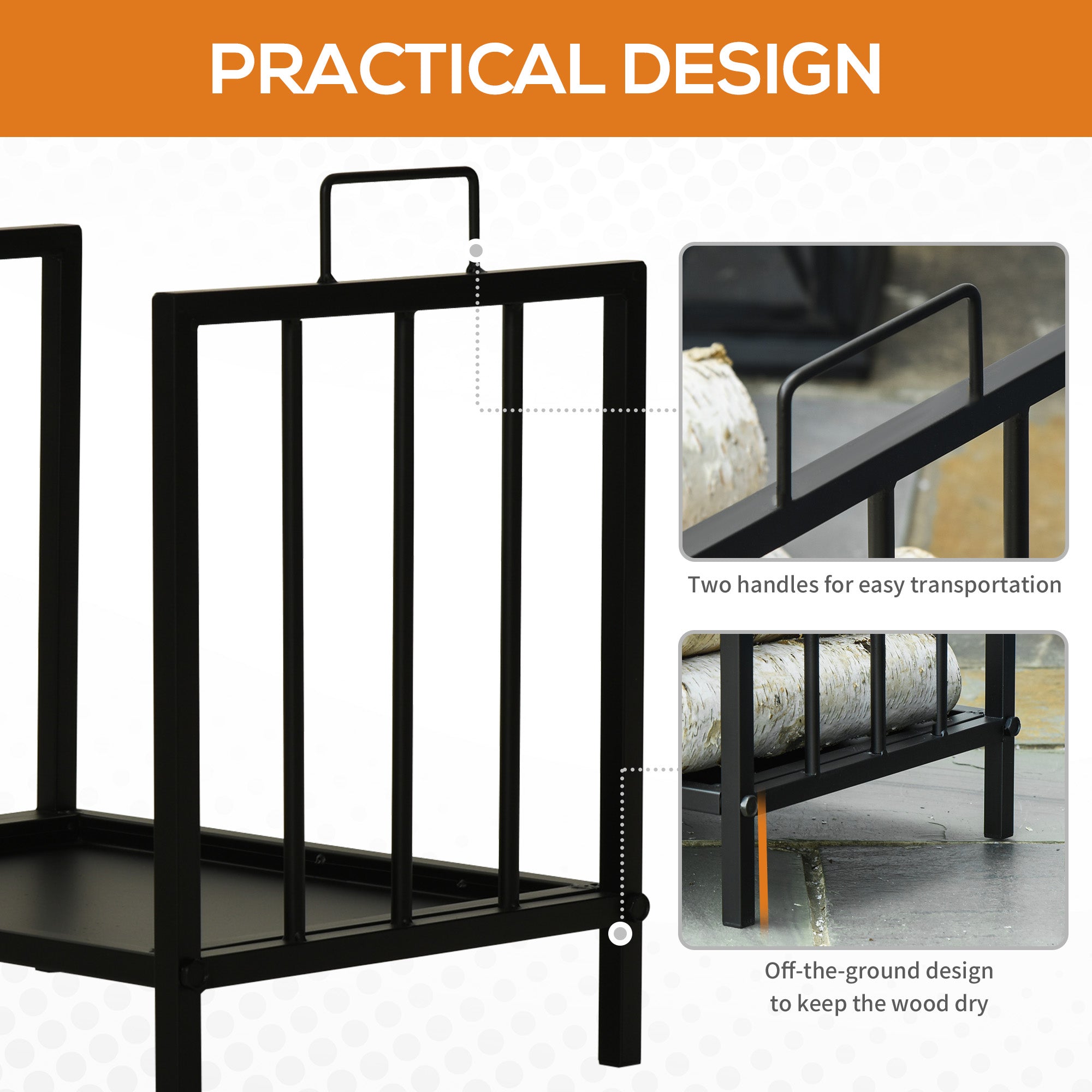 Ashwick Hearth Log Rack – Elevated Fireside Storage - The Timeless Trading Co.