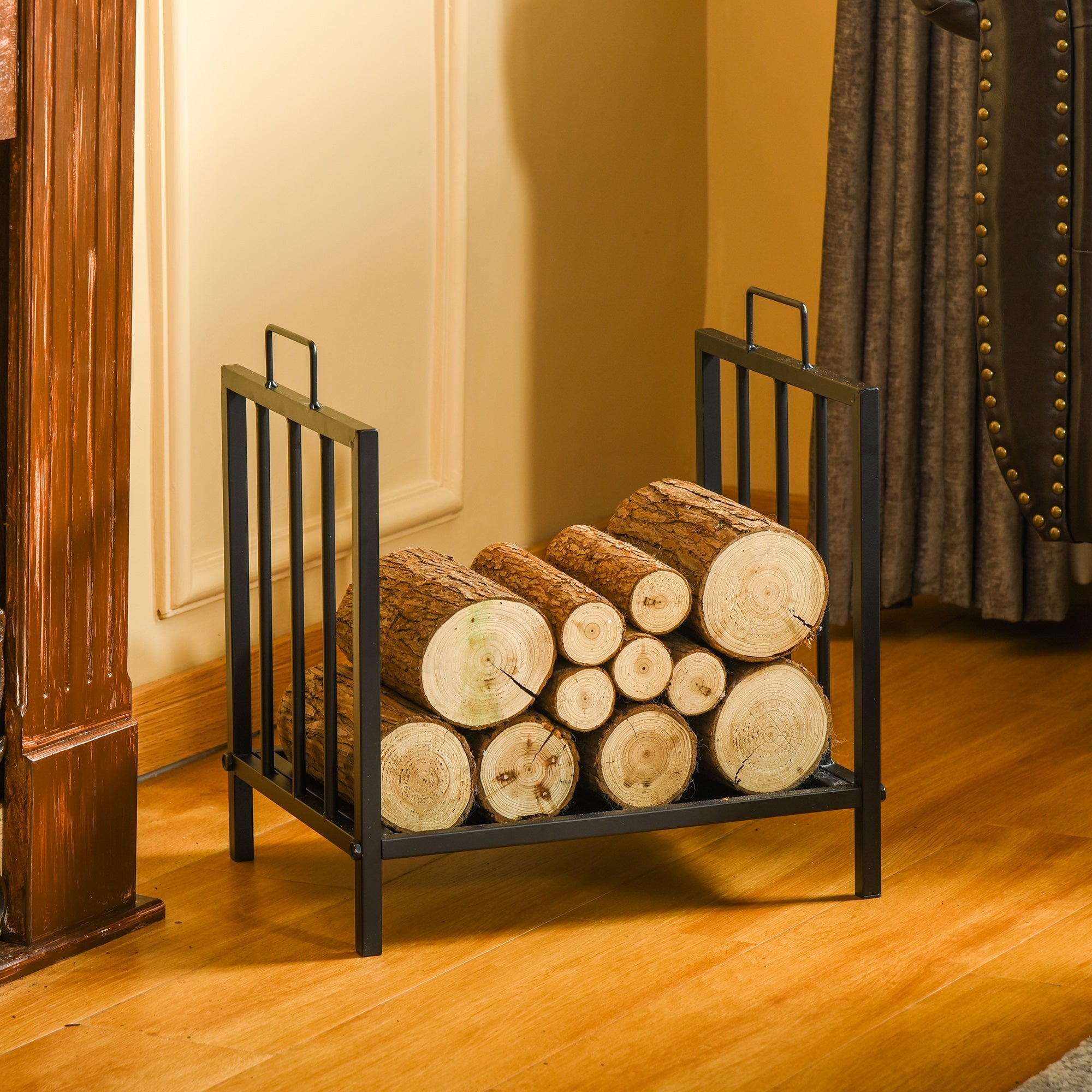 Ashwick Hearth Log Rack – Elevated Fireside Storage - The Timeless Trading Co.