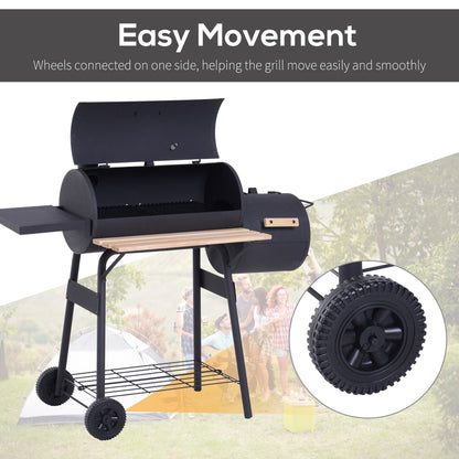Charcoal Garden Grill with Smoker & Thermometer - The Timeless Trading Co.