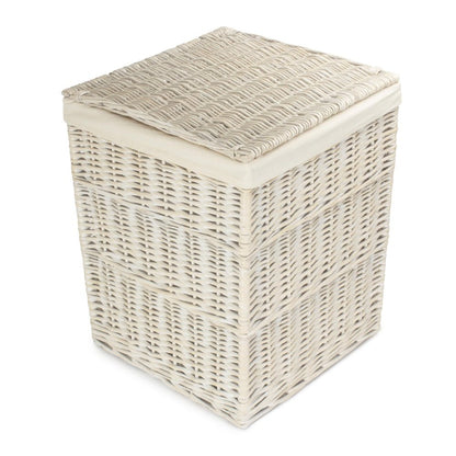 Edith White Wicker Laundry Basket – Timeless Lined Storage for Quiet Corners - The Timeless Trading Co.