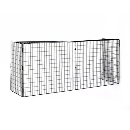 Hearthwarden Fireguard in matte black mesh steel shown on blank white background; foldable extendable screen with heritage styling and compact footprint.
