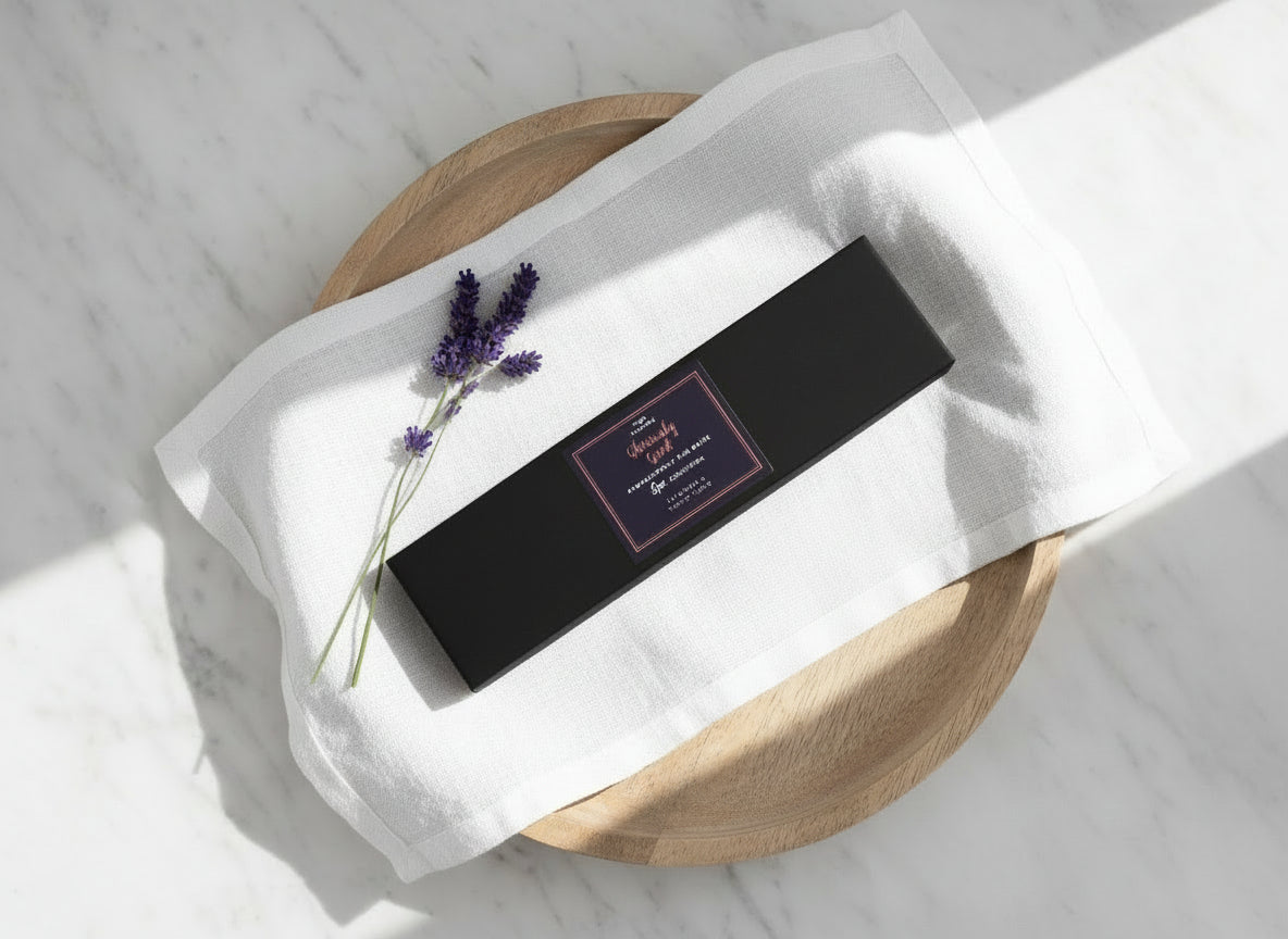 Lavender and ylang ylang aromatherapy wax melts in elegant presentation box with natural essential oils
