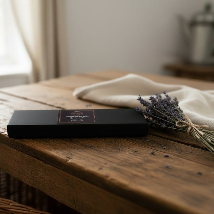 lavender-ylang-ylang-wax-melts-lavender-petals-kitchen-table-bunch-lavender
