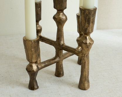 Close view of Pembroke iron candelabra five arm candleholder rustic bronze finish for elegant tables
