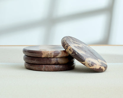 Rosso Levanto Marble Coasters – Timeless Countryside Charm - The Timeless Trading Co.