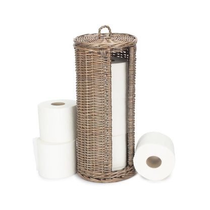 The Alfriston Round Wicker Toilet Roll Basket – Holder for Three Rolls - The Timeless Trading Co.