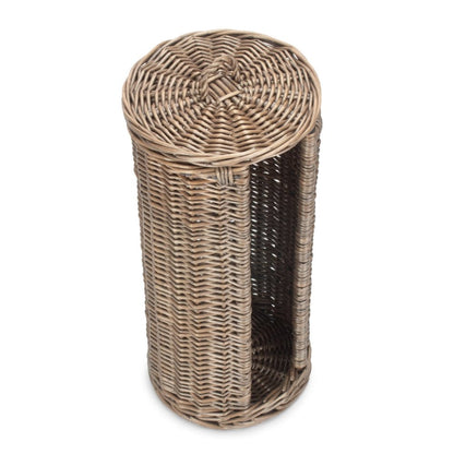 The Alfriston Round Wicker Toilet Roll Basket – Holder for Three Rolls - The Timeless Trading Co.